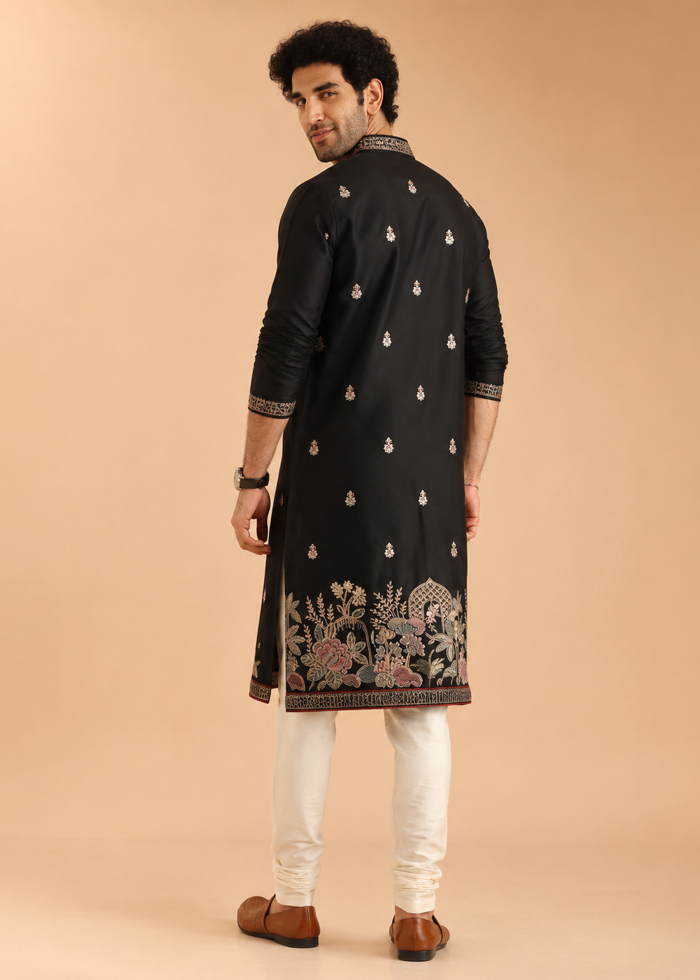 Black Zari Embroidered Kurta Trouser Set