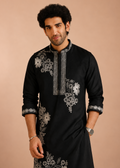 Black Floral Embroidered Kurta Set