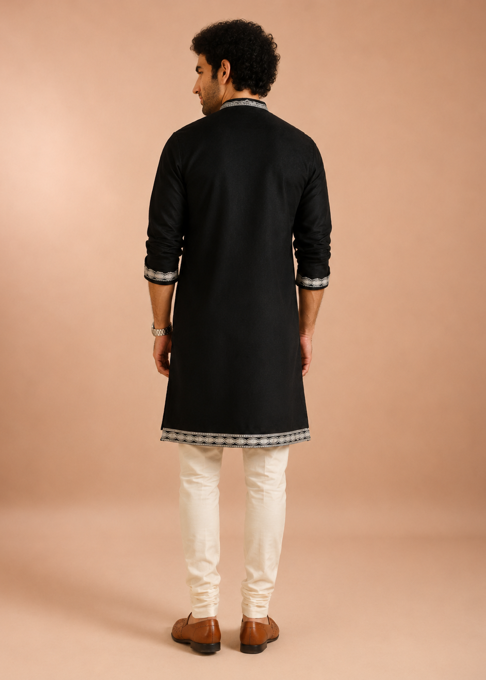 Black Floral Embroidered Kurta Set