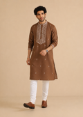 Dark Brown Embroidery and Sequence Kurta Trouser Set