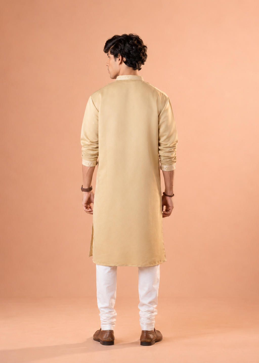 Champagne Embroidered Kurta Trouser Set