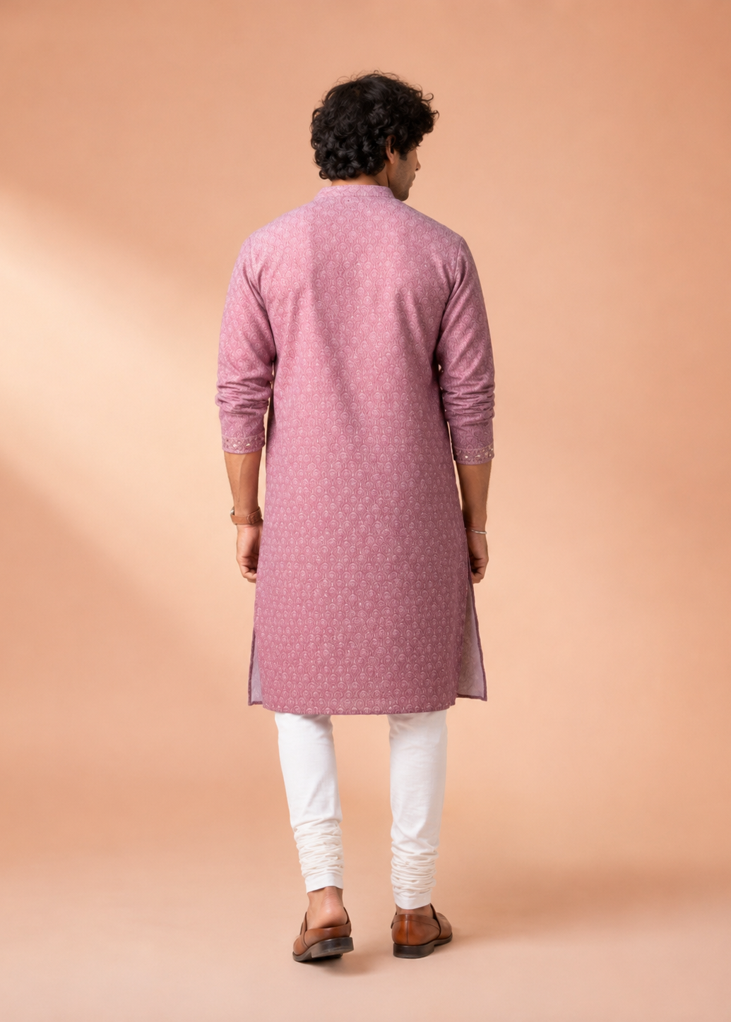 Dusty Rose Mirrorwork Embroidered Kurta Trouser Set