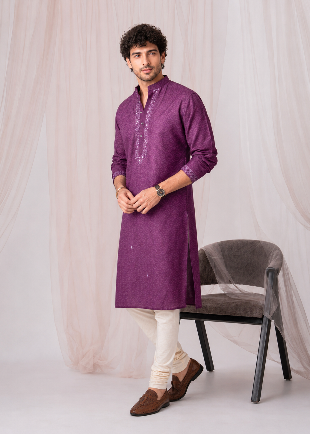 Purple Majesty Festive Kurta Trouser Set
