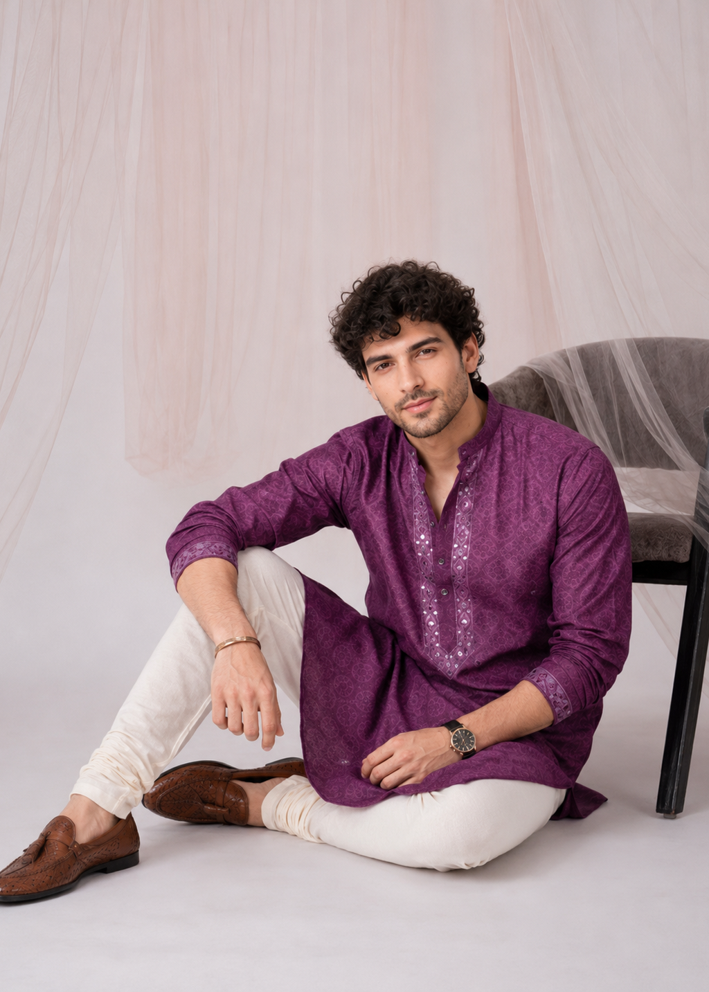 Purple Majesty Festive Kurta Trouser Set