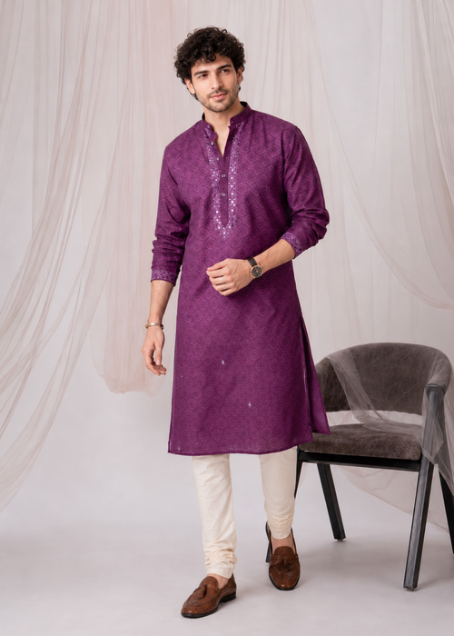 Purple Majesty Festive Kurta Trouser Set