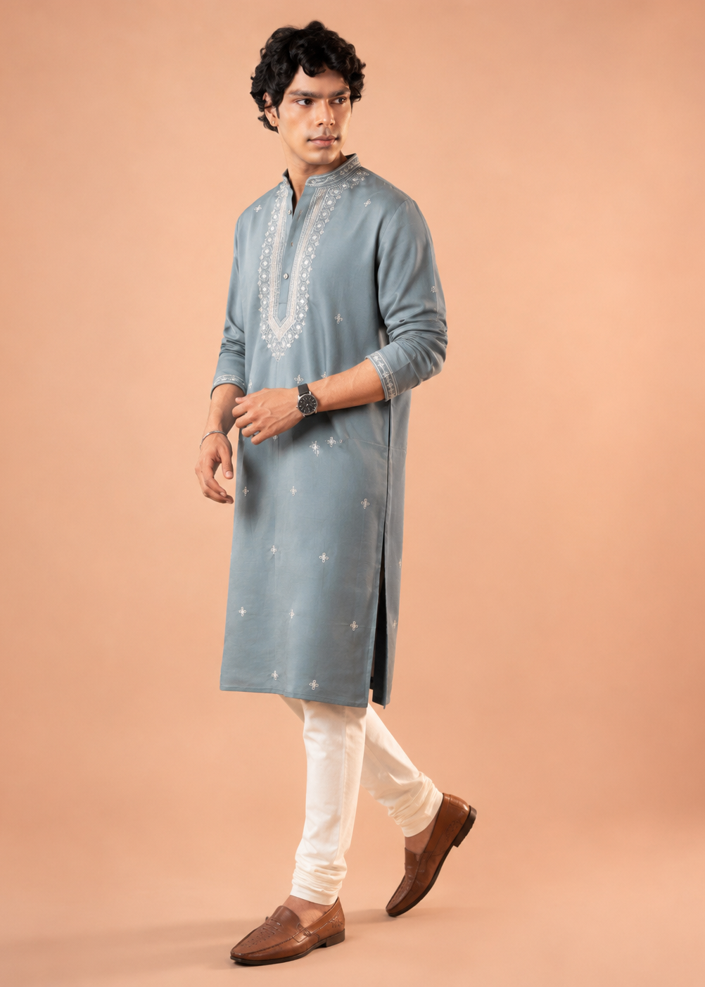 Sage Mist Embroidered Kurta Trouser Set