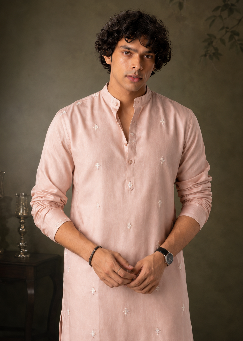 Blush Pink Embroidered Kurta Trouser Set