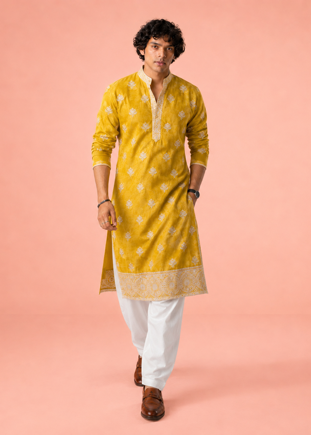 Rich Marigold Yellow Kurta Trouser Set