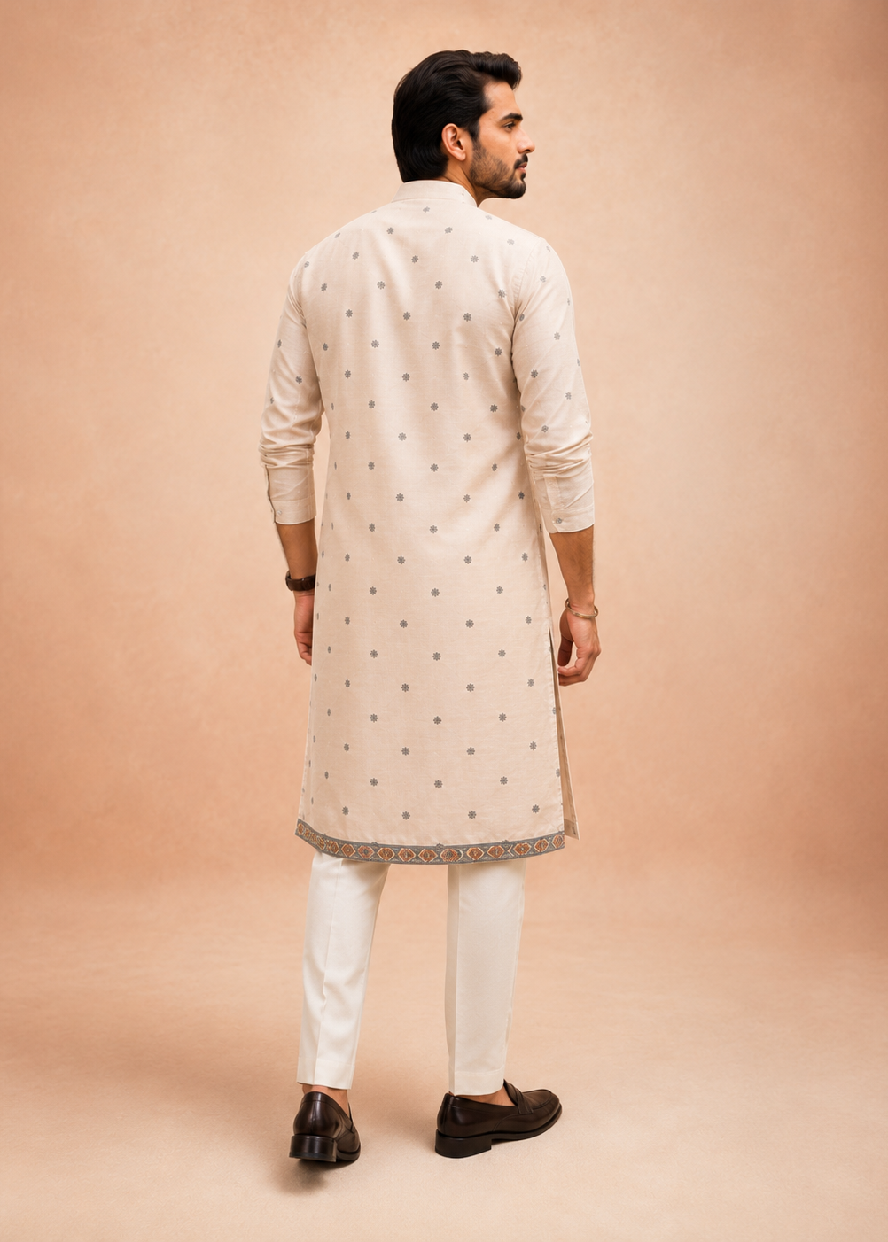 Men Pastel Embellished Kurta Trouser Set