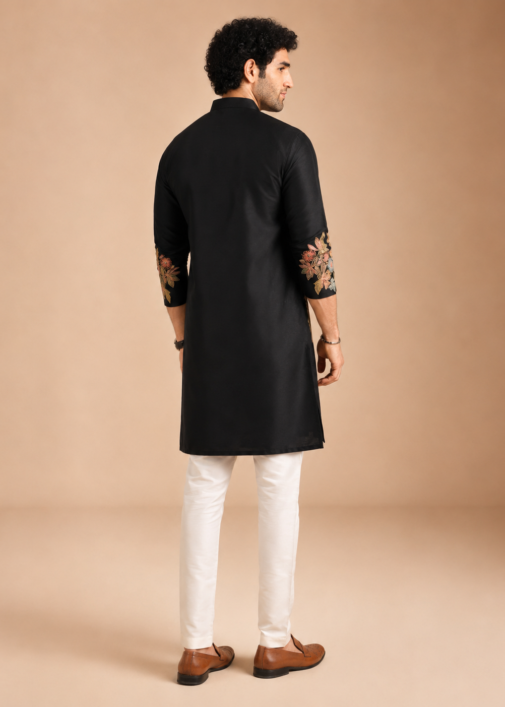 Black Floral Kurta Trouser Set