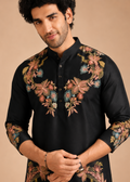 Black Floral Kurta Trouser Set