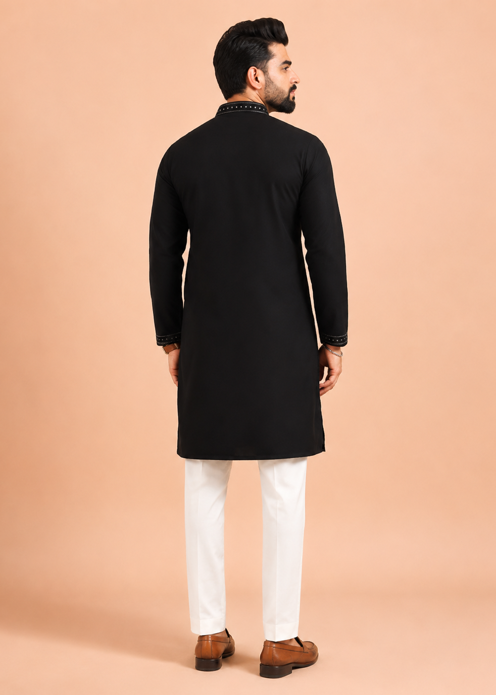 Men Black Embellished Men’s Kurta Trouser Set