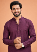 Men Purple Embellished Kurta Pant Set