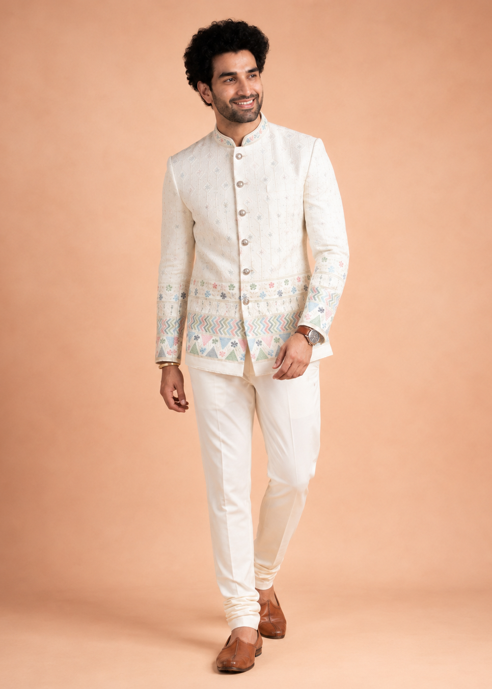 Ivory Embroidered Indo-Western Pant Set