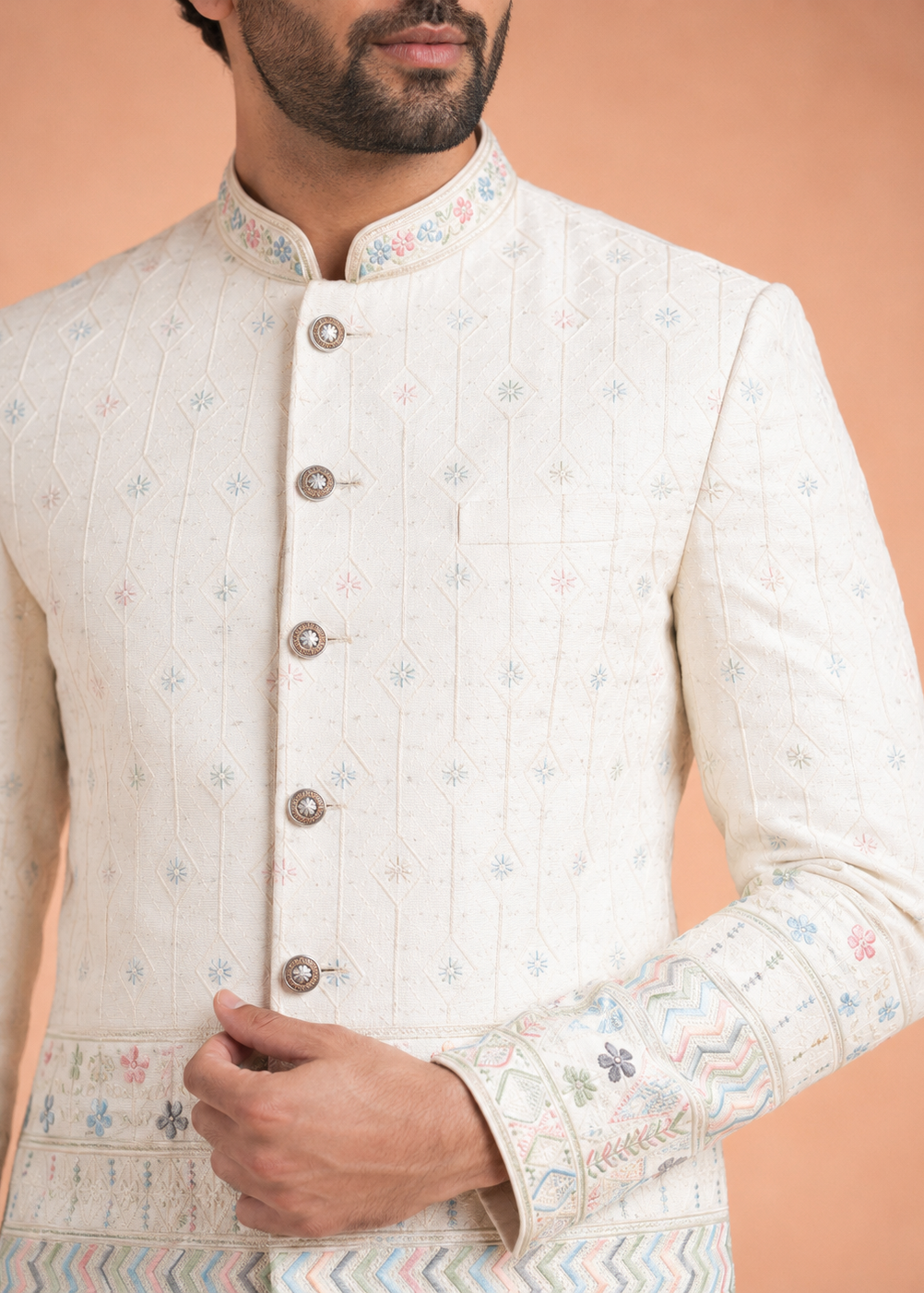 Ivory Embroidered Indo-Western Pant Set