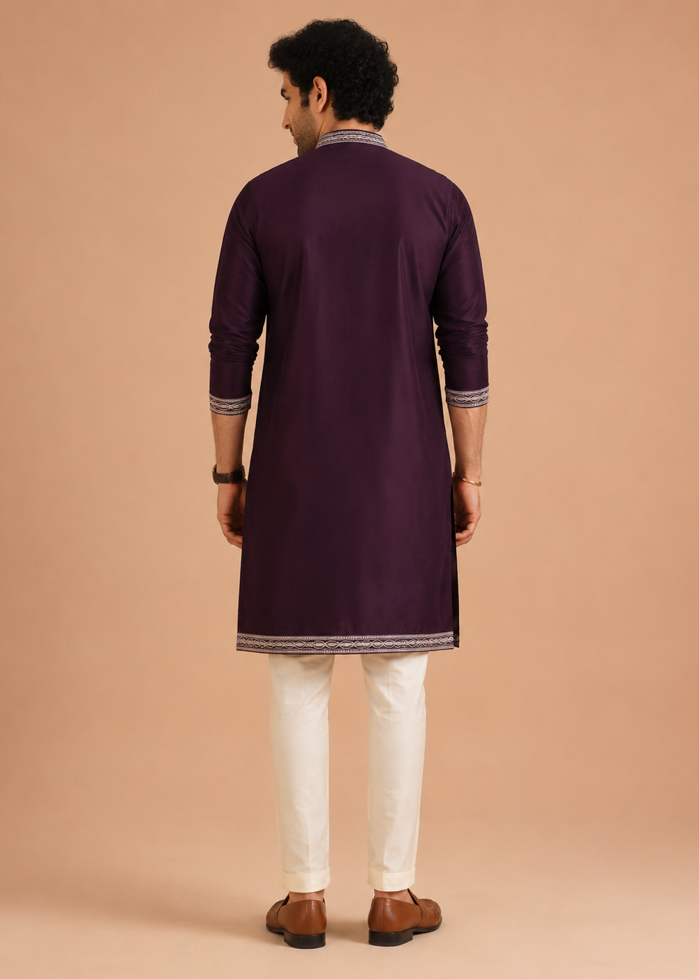 Plum Floral Embroidered Kurta Set